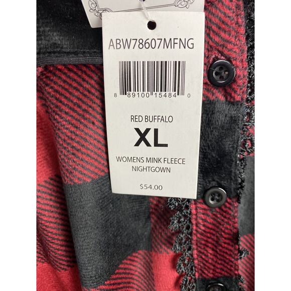 NWT Ashford Brooks MINK FLEECE Red Black Buffalo Plaid Nightgown Size XL SOFT - Picture 5 of 5